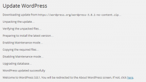 wordpress update success